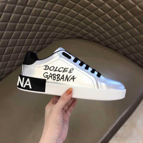 DOLCE AND  G@BB@N@ LOGO PRINT POSITANO LEATHER SNEAKERS   DG94