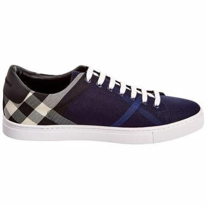 BURB5RRY ALBERT HOUSE CHECK   LEATHER LOW-TOP SNEAKER   BBR4