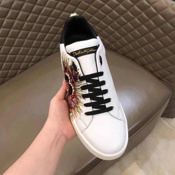 DOLCE    G@BB@N@ PRINTED CALFSKIN PORTOFINO SNEAKERS   DG5