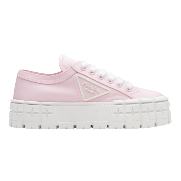 PR@DA@ DOUBLE WHEEL RE-NYLON GABARDINE SNEAKERS PINK   PRD084