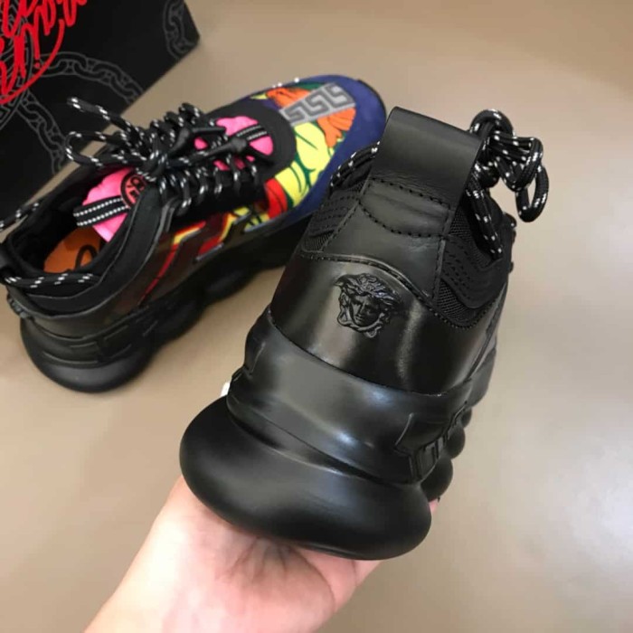 VERS@CE BLACK AND MULTICOLOURED CHAIN REACTION SNEAKERS   VS8