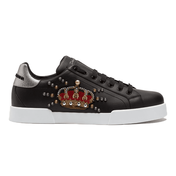 DOLCE    G@BB@N@ CALFSKIN PORTOFINO SNEAKERS WITH PATCH   DG1