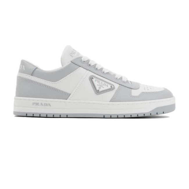 DOWNTOWN LEATHER SNEAKERS IN WHITE AND LACQUER GRAY   PRD009