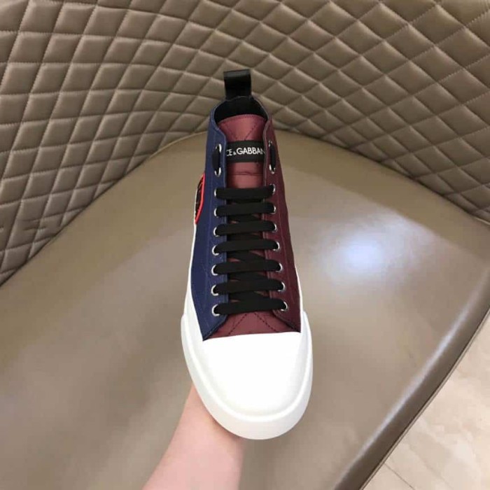 DOLCE AND  G@BB@N@ QUILTED TWO-TONE NYLON PORTOFINO LIGHT MID-TOP SNEAKERS   DG105