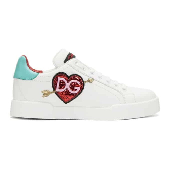 DOLCE    G@BB@N@ WHITE HEART SNEAKERS   DG31