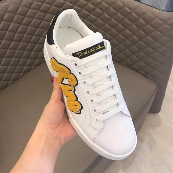 DOLCE    G@BB@N@ PORTOFINO SNEAKERS WITH KING 1984 PATCHES   DG26