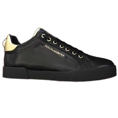 DOLCE    G@BB@N@ SNEAKERS PORTFINO IN WHITE LEATHER WITH PERLA LOGATA   DG21