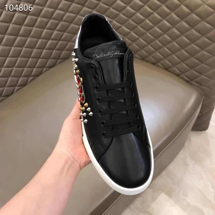 DOLCE    G@BB@N@ CALFSKIN PORTOFINO SNEAKERS WITH PATCH   DG1