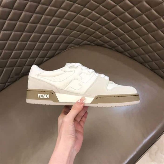 Fendi Match Low-Top Sneakers In White Suede   FD31