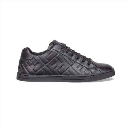 FEND1 BLACK NAPPA LEATHER LOW-TOP SNEAKERS   FD04