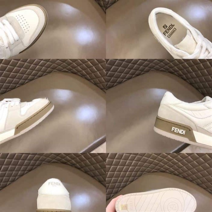Fendi Match Low-Top Sneakers In White Suede   FD31