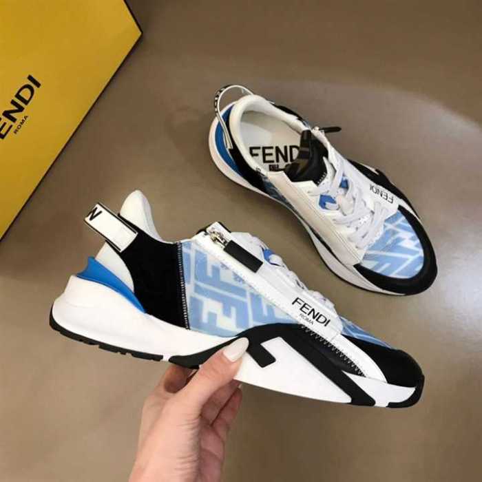 FEND1 FLOW LIGHT BLUE NYLON LOW TOPS SNEAKERS   FD02
