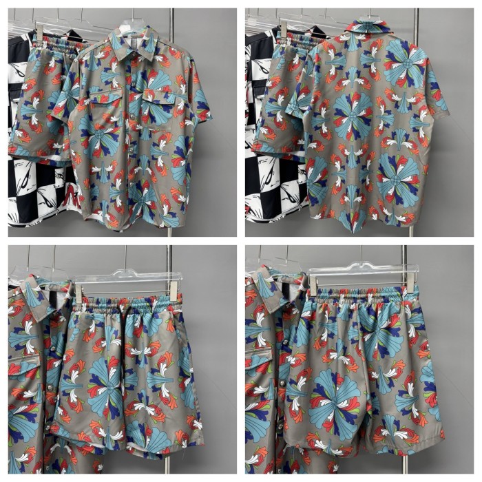 28018611 Printed Short Sleeve Shirt & Shorts Set