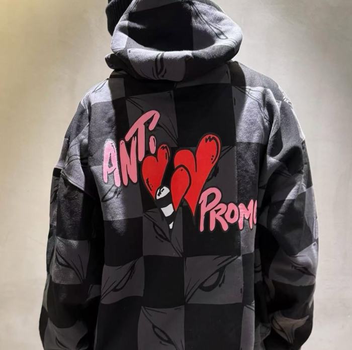 1:1 quality version 28018614 Black and Gray Check Hoodie & Pants Set