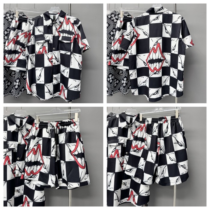 28018611 Printed Short Sleeve Shirt & Shorts Set