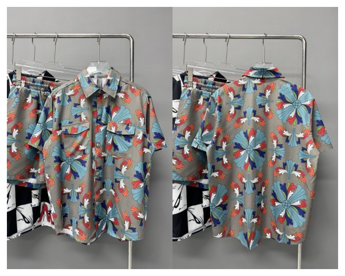 28018611 Printed Short Sleeve Shirt & Shorts Set