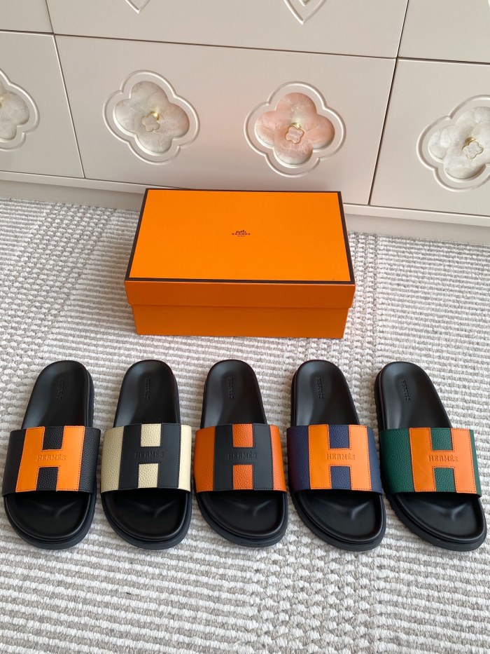 1:1 quality version 28062878 H Calfskin Slippers 5 colors