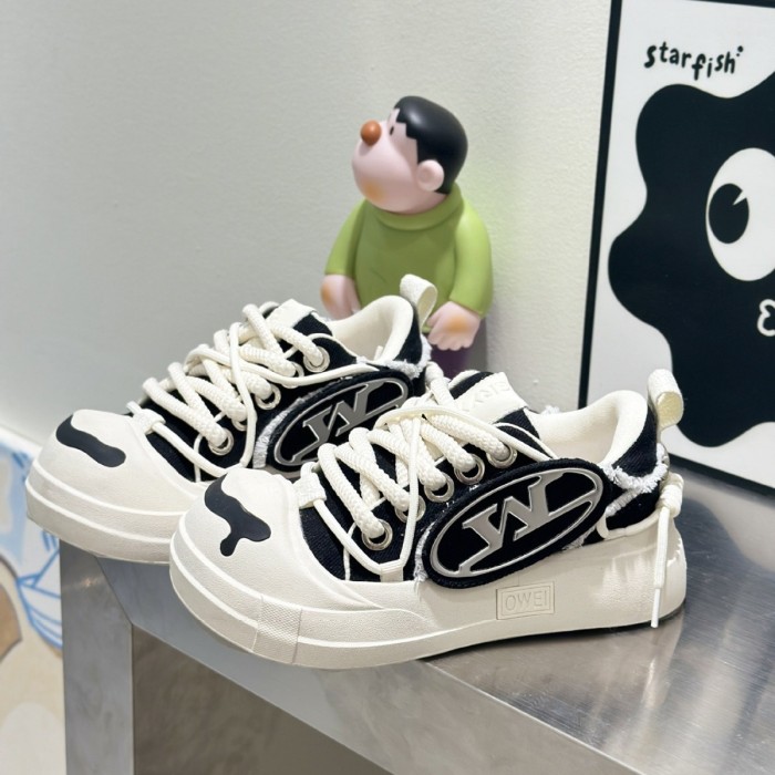 Open Smile Canvas Thick Bottom Board Shoes 3 colors