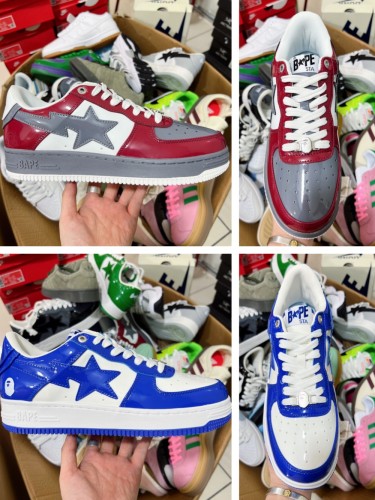 1:1 quality version Ape Logo Lightning Stars Colorblock Low Top Board Shoes 2 colors