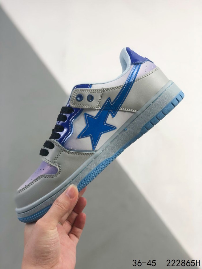 Kraft leather gradient blue purple low top sneakers