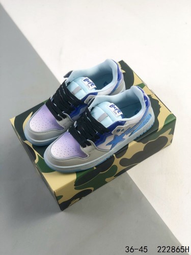 Kraft leather gradient blue purple low top sneakers