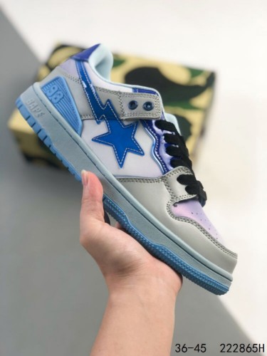 Kraft leather gradient blue purple low top sneakers