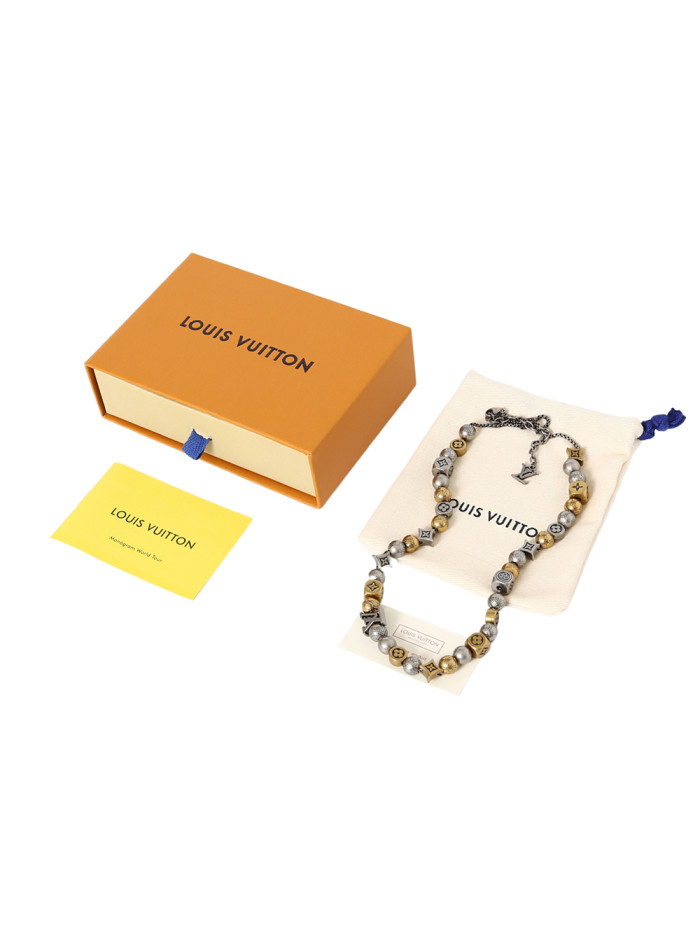 28120728 Square and round bead interlaced necklace