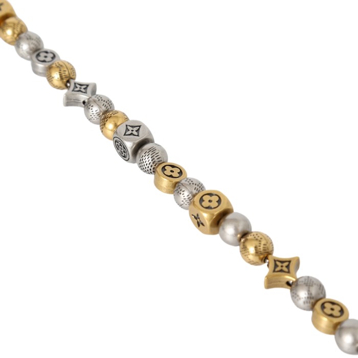 28120728 Square and round bead interlaced necklace