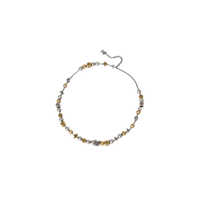 28120728 Square and round bead interlaced necklace