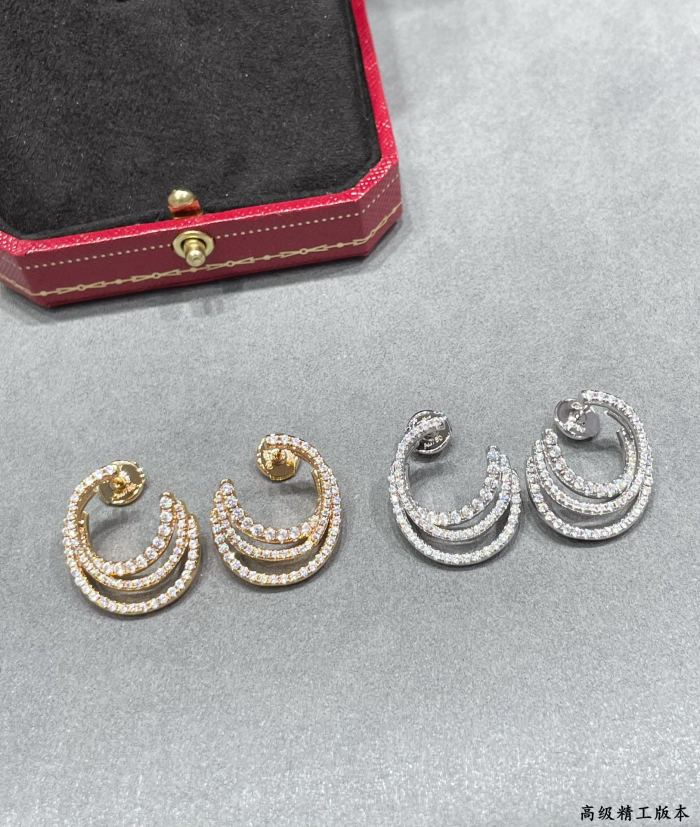1:1 quality version Three-circle full-diamond earrings