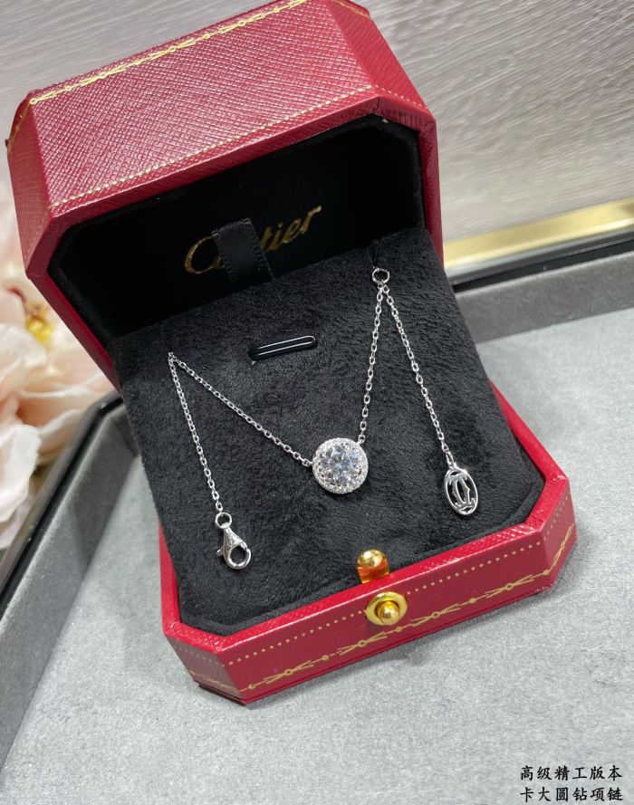 1:1 quality version Large round diamond hollow-out art font necklace