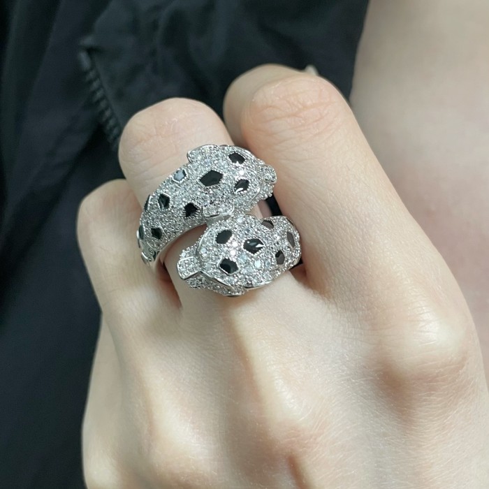 1:1 quality version C@rtier double-headed leopard ring