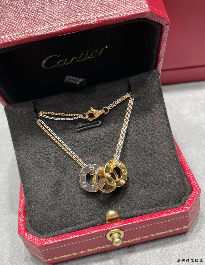 1:1 quality version CNC open plate three-ring circle necklace