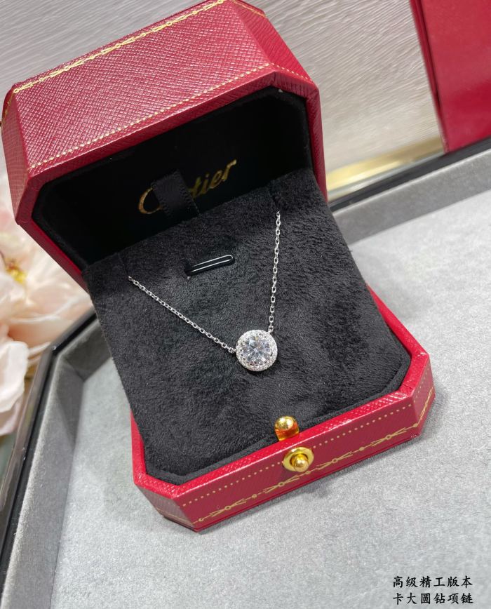 1:1 quality version Large round diamond hollow-out art font necklace