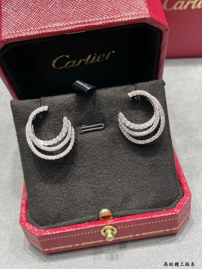 1:1 quality version Three-circle full-diamond earrings