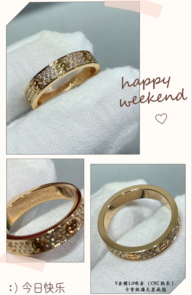 1:1 quality version CNC narrow version full of stars hand-set diamond ring