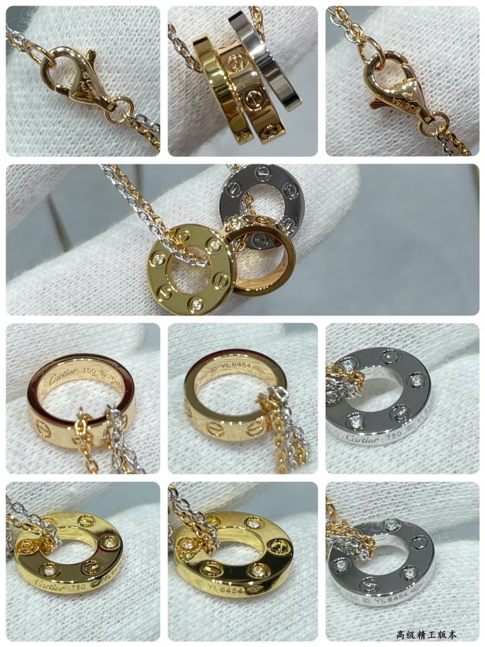 1:1 quality version CNC open plate three-ring circle necklace