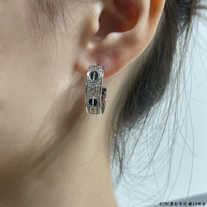 1:1 quality version CNC black stud starlit sky earrings