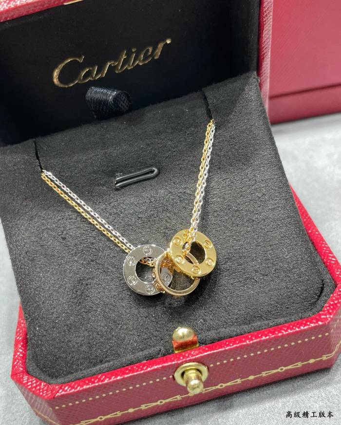 1:1 quality version CNC open plate three-ring circle necklace