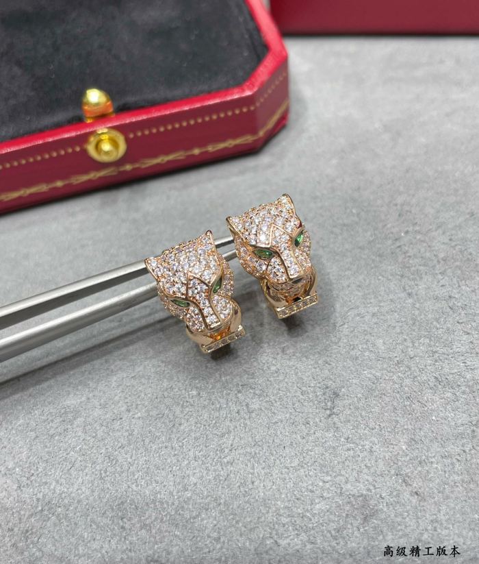 1:1 quality version CNC C@rtier Leopard Head Earrings