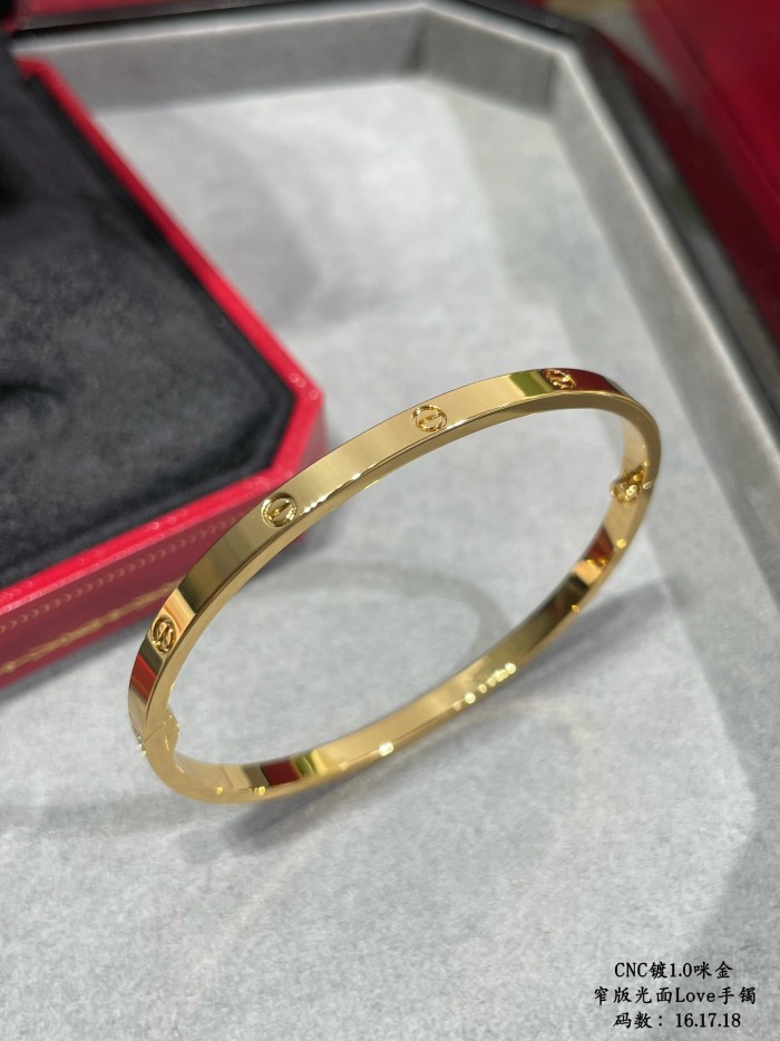 1:1 quality version CNC High-end narrow plain LOVE bracelet without diamonds