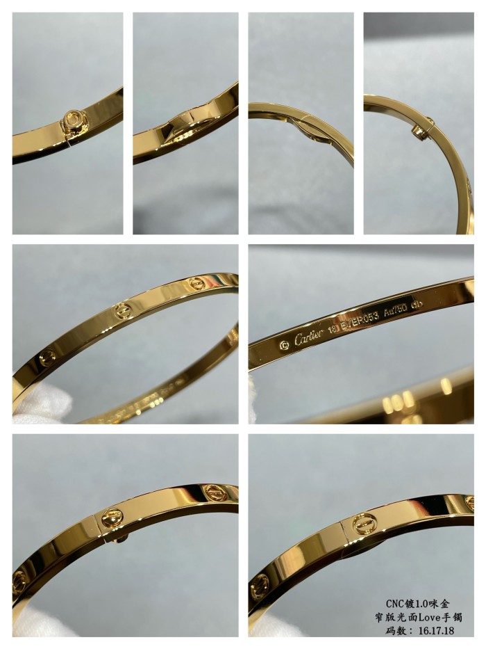 1:1 quality version CNC High-end narrow plain LOVE bracelet without diamonds