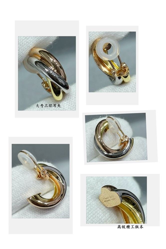 1:1 quality version C@rtier large three-ring symmetrical ear clip