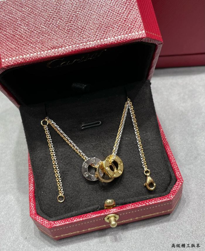 1:1 quality version CNC open plate three-ring circle necklace