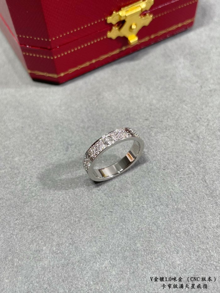 1:1 quality version CNC narrow version full of stars hand-set diamond ring
