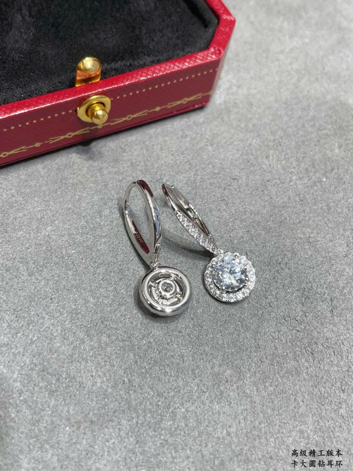 1:1 quality version Large round diamond hollow-out art font earrings