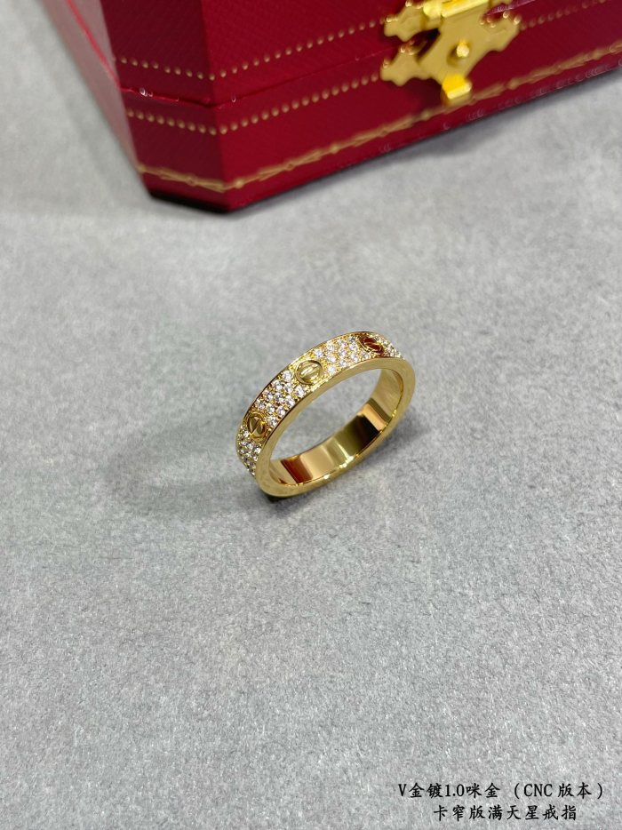 1:1 quality version CNC narrow version full of stars hand-set diamond ring