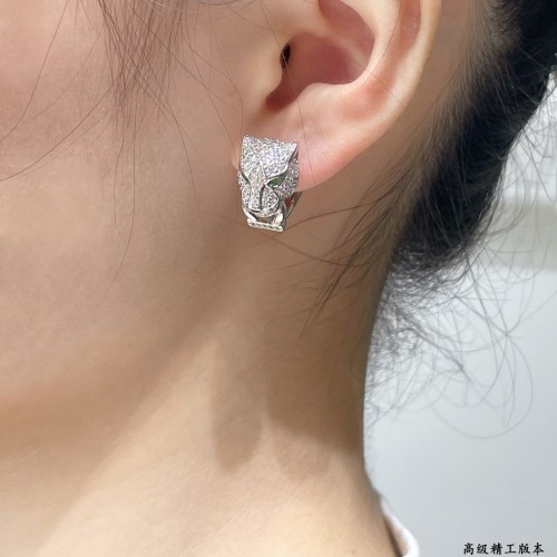 1:1 quality version CNC C@rtier Leopard Head Earrings