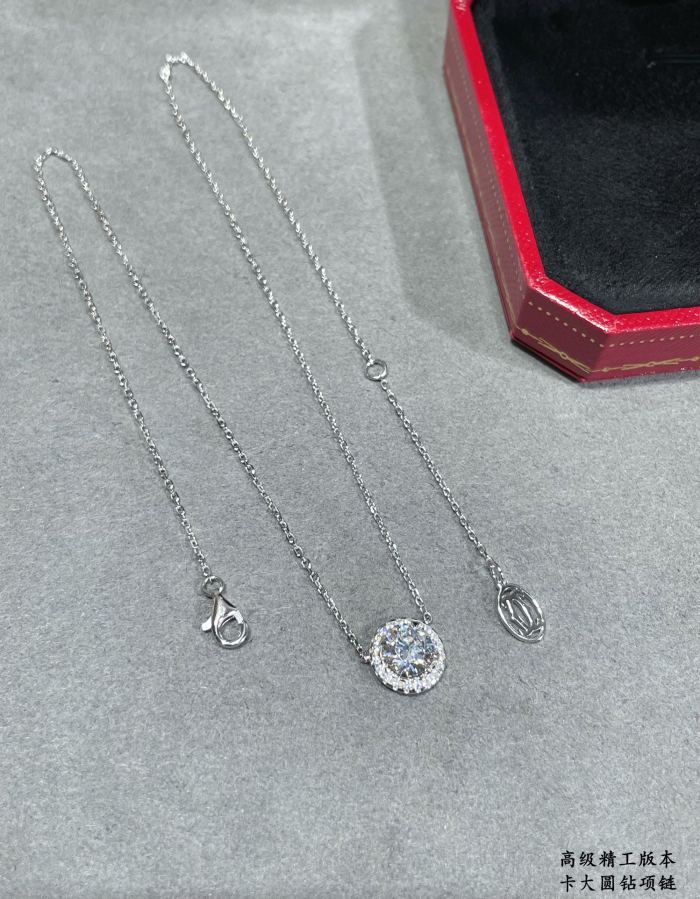 1:1 quality version Large round diamond hollow-out art font necklace