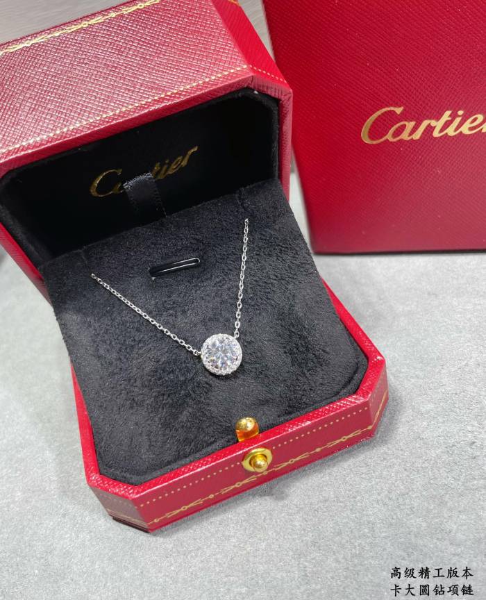1:1 quality version Large round diamond hollow-out art font necklace